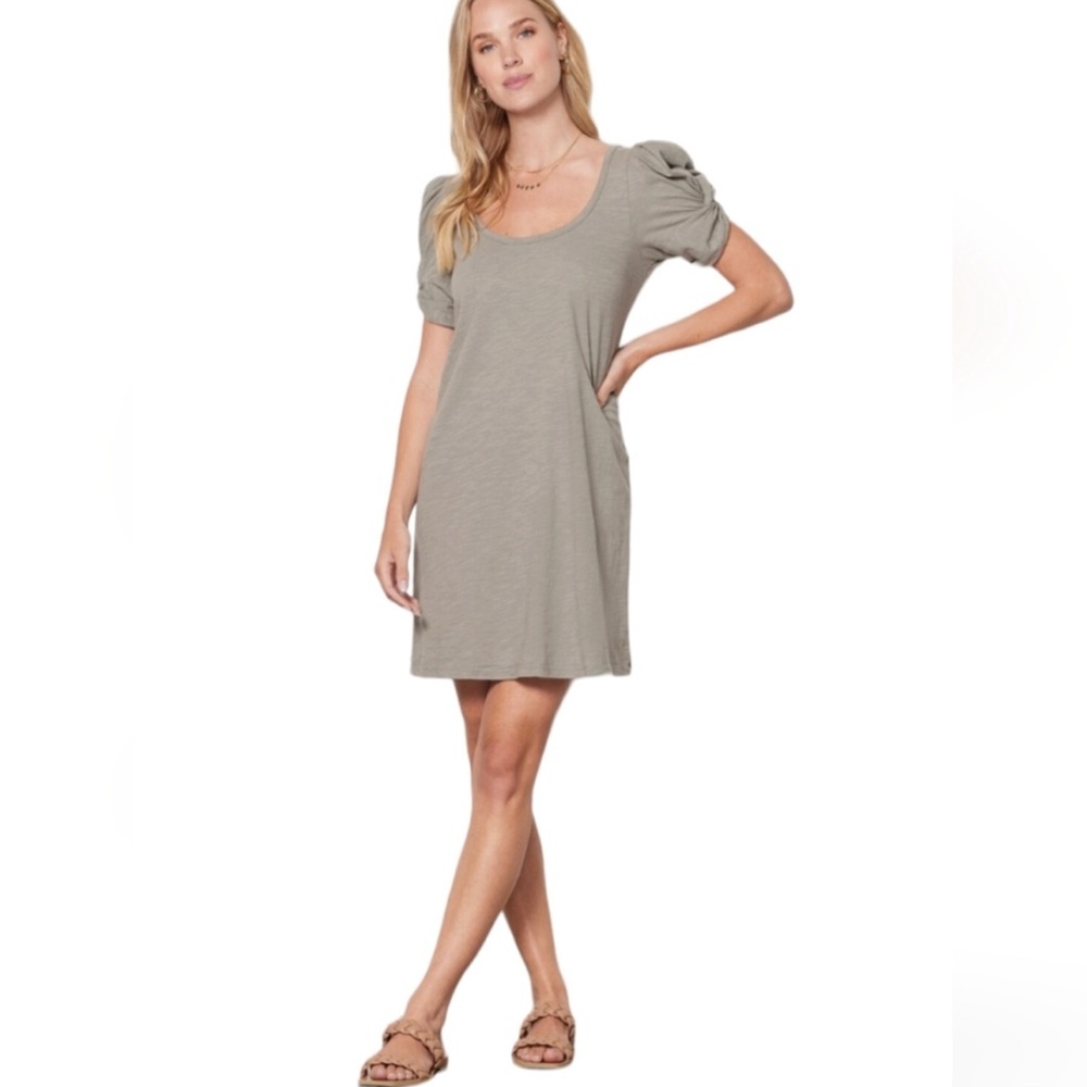 Z-Supply Paxton Puff Sleeve Dress in Dusty Sage Size Medium